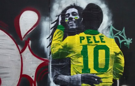 Bob Marley features heavily in Luis Bueno's street-art series, Pelé the Kisser.