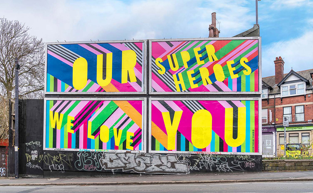 Morag Myerscough's colourful billboard in Leeds, Yorkshire