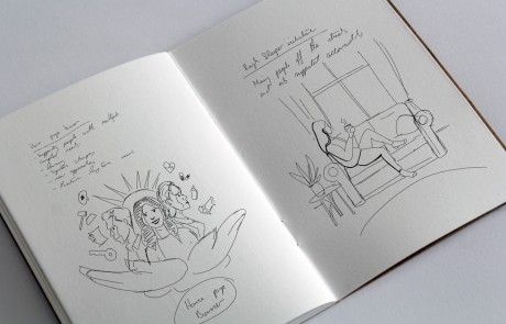 Sketch ideas in notebook