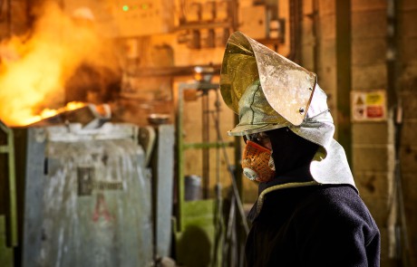 Foundry worker in PPE